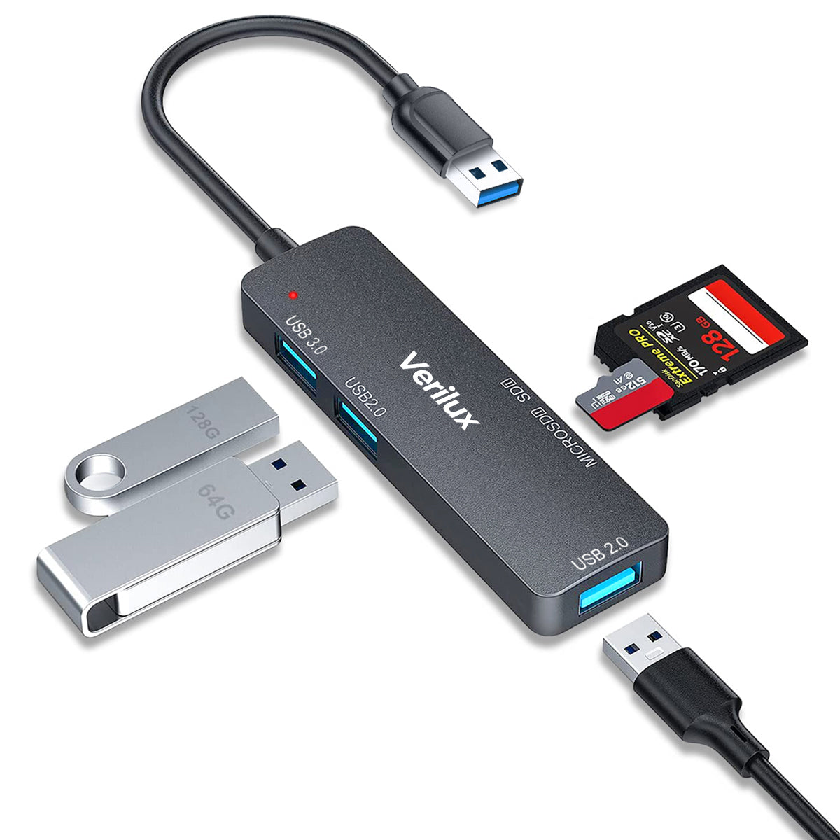 Verilux USB Card Reader Micro SD Card Reader All in One SD Card Reader 5 in 1 Multi USB Adapter with USB2.0/USB3.0 Ports for TF SD Micro SD Cards Compatible with Laptop Pen Drives Cameras PC Verilux USB Card Reader Micro SD Card Reader All in One SD Card Reader 5 in 1 Multi USB Adapter with USB2.0/USB3.0 Ports for TF SD Micro SD Cards Compatible with Laptop Pen Drives Cameras PC